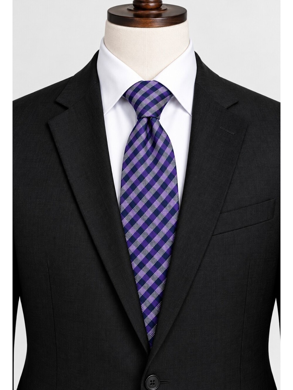 Club Room Men's Purple and Navy Checkered Business Casual
